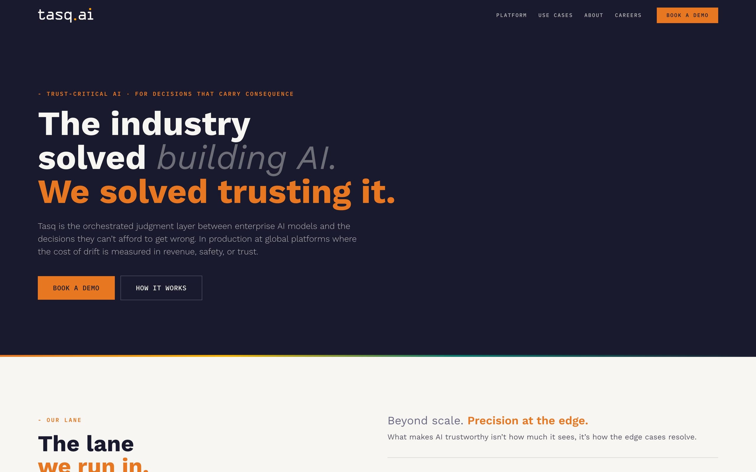Tasq.ai marketing site hero